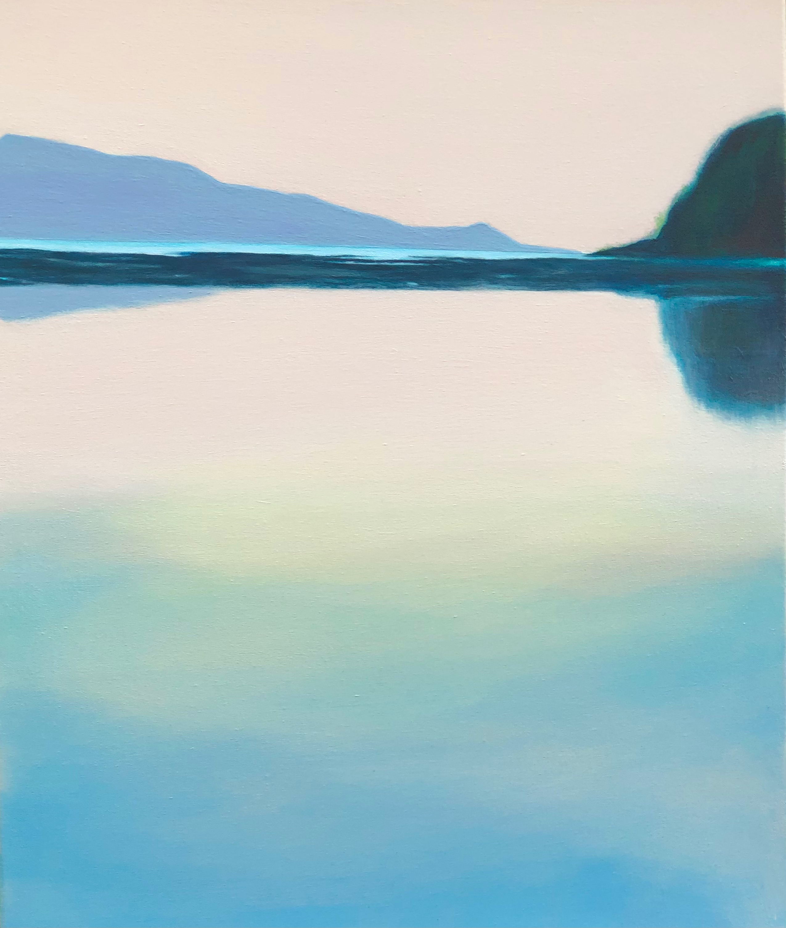 SOLD - Orcas Island from Boundary Bay (acrylic on paper, 24