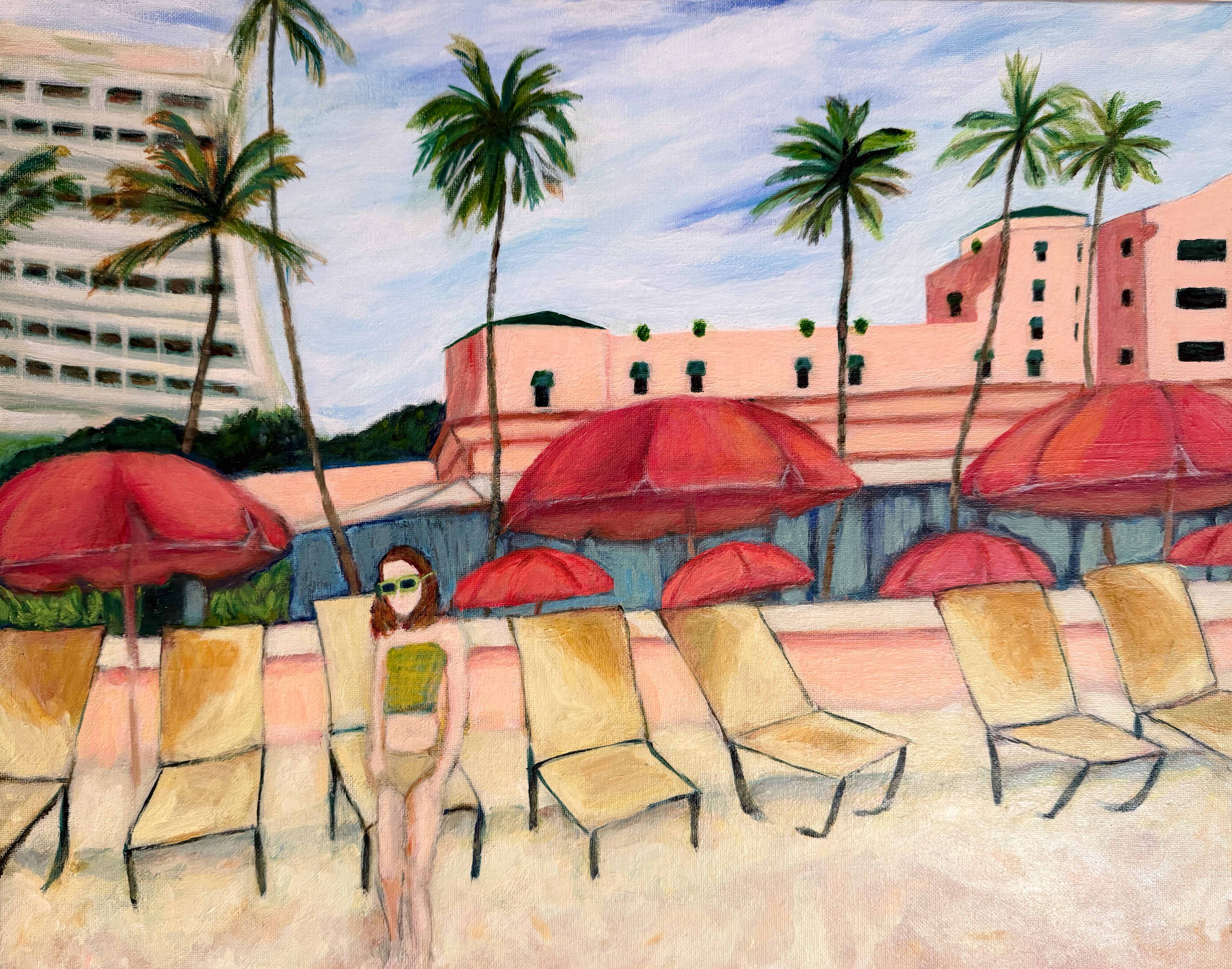 The Pink Hotel (2025), 24 in. x 18 in.,acrylic on canvas